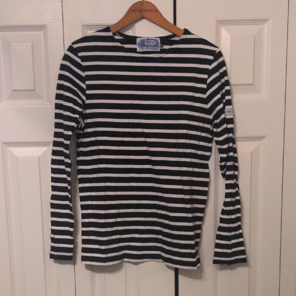 Black and White Striped Long Sleeve Shirt